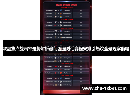 欧冠焦点战赔率走势解析豪门强强对话赛程安排引热议全景观察前瞻